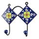Navy Blue Floral Ceramic Tile Hook